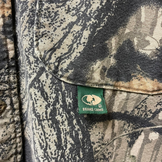 Vintage Mossy Oak Brand Camo Button Down Long Sleeve Shirt L