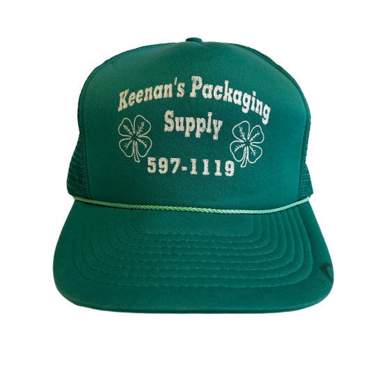 Vintage Keenan's Packing Supply Four Leaf Clover Snapback Trucker Hat