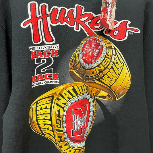 Vintage Nebraska Huskers National Champions Ring Crewneck L