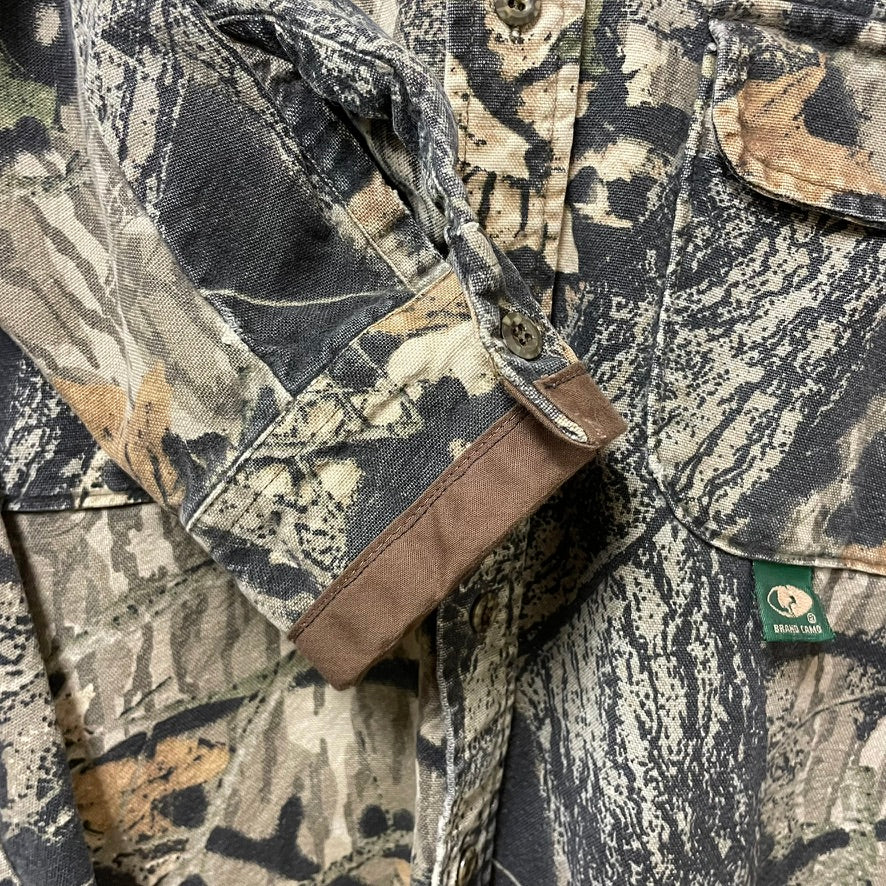 Vintage Mossy Oak Brand Camo Button Down Long Sleeve Shirt L