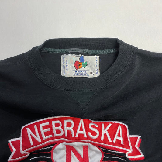 Vintage Nebraska Huskers Midwest Embroidery Crewneck L