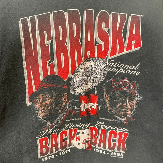 Vintage Nebraska Huskers Back to Back National Champions Crewneck L