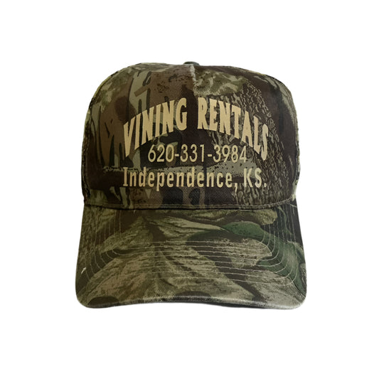 Vintage Vining Rentals Independence, KS Camo Snapback Trucker Hat