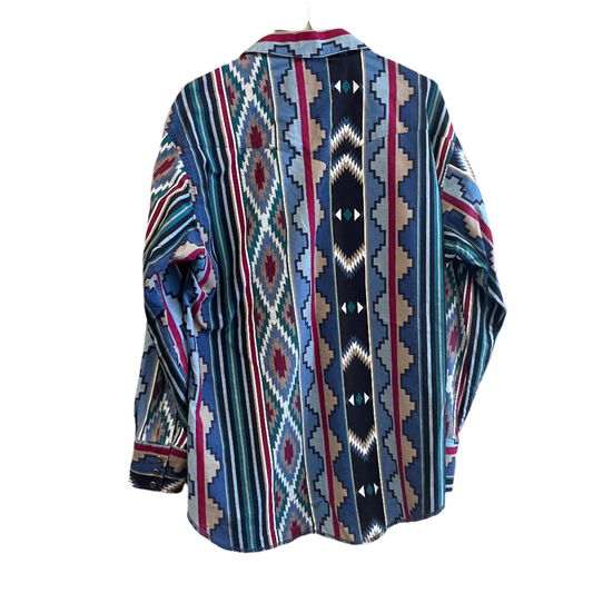 Vintage Wrangler Aztec Pearlsnap X-Long Tails 16-35 L