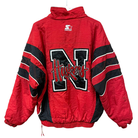 Vintage Nebraska Huskers STARTER Quarter Zip Puffer M