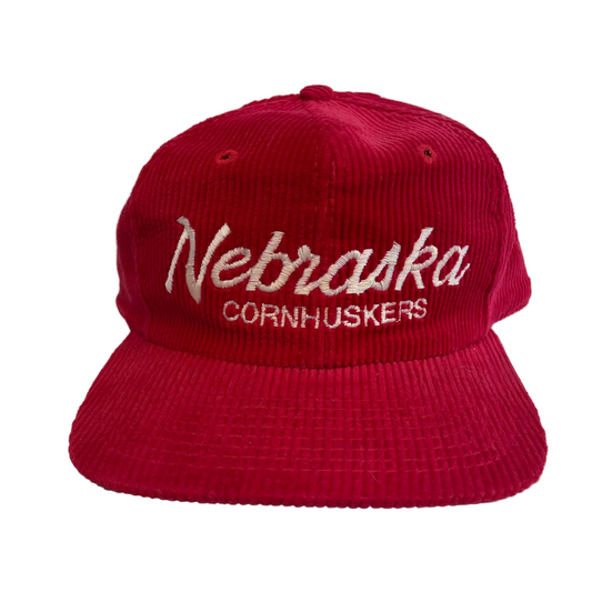 Vintage Nebraska Huskers Corduroy Script Snapback Zipback Hat