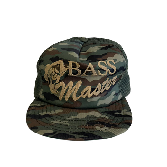 Vintage Bass Master Camo Snapback Trucker Hat *FLAW*