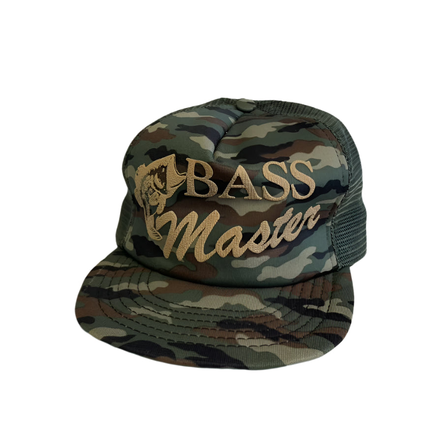 Vintage Bass Master Camo Snapback Trucker Hat *FLAW*