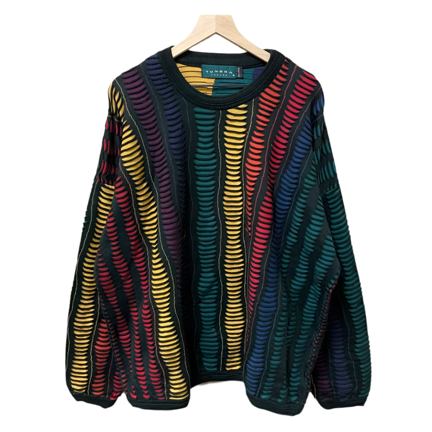 Vintage Tundra Coogi Style Rainbow Sweater XXXL