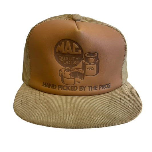 Vintage MAC Tools Leather/Corduroy Snapback Hat