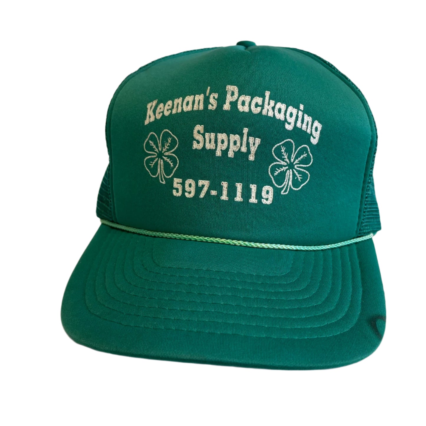 Vintage Keenan's Packing Supply Four Leaf Clover Snapback Trucker Hat