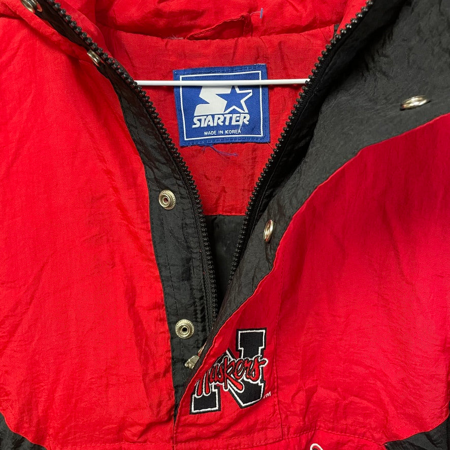 Vintage Nebraska Huskers STARTER Quarter Zip Puffer M