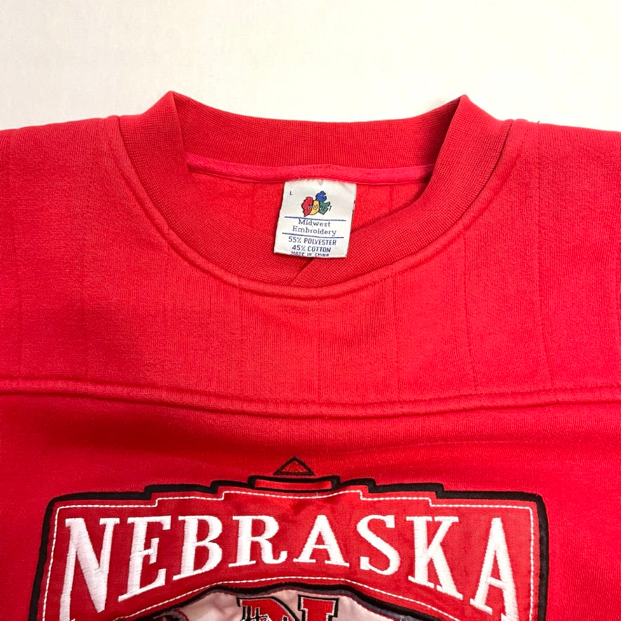 Vintage Nebraska Huskers Midwest Embroidery Crewneck L