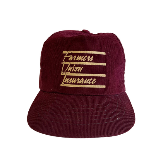 Vintage Farmers Union Insurance Corduroy Snapback Hat