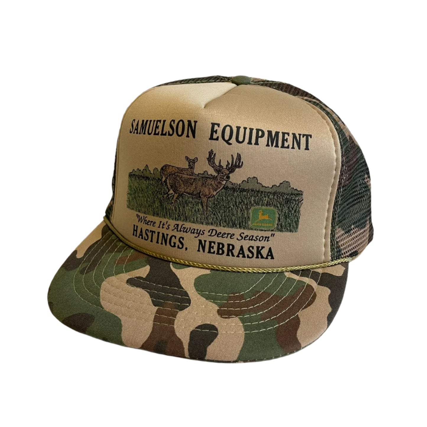 Vintage John Deere Samuelson Equipment Hastings, Nebraska Camo Snapback Hat