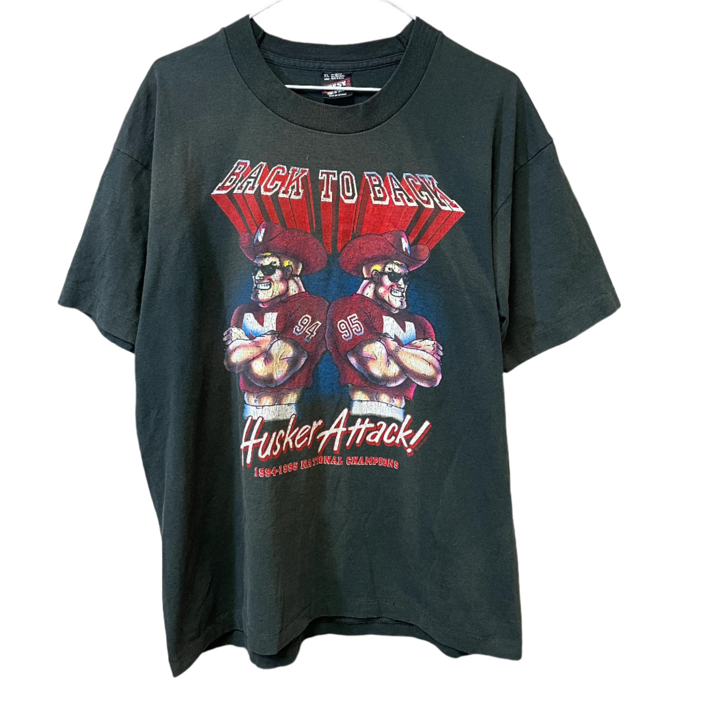 Vintage Nebraska Huskers Back to Back National Champions Shirt XL