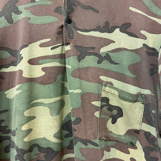 Vintage Woodland Camo Henley Shirt XL