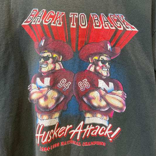 Vintage Nebraska Huskers Back to Back National Champions Shirt XL