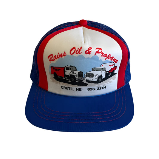 Vintage Rains Oil and Propane Crete, NE Snapback Trucker Hat