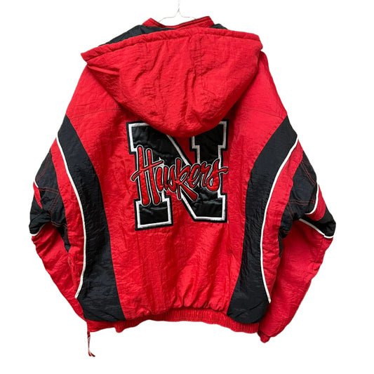 Vintage Nebraska Huskers STARTER Quarter Zip Puffer L