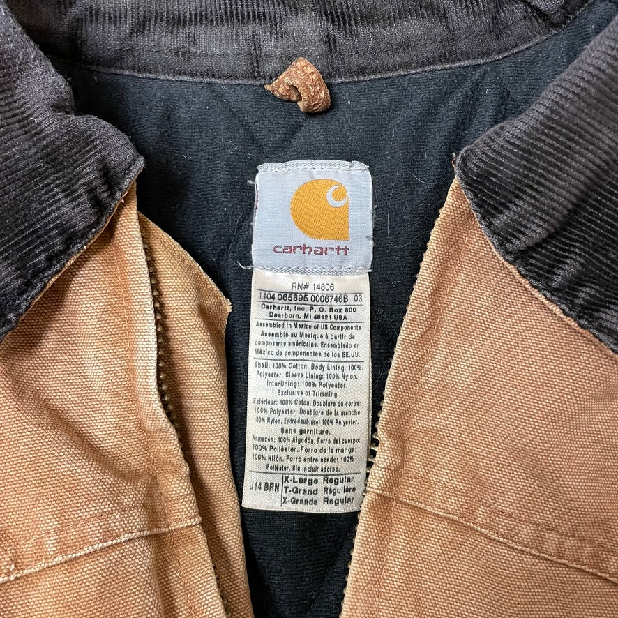 Vintage Carhartt Santa Fe Brown Distressed Fleece Lined Jacket XL