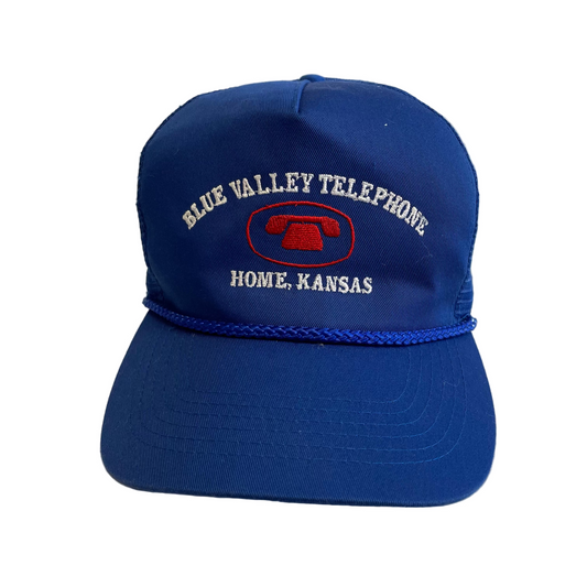 Vintage Blue Valley Telephone Home Kansas Snapback Trucker Hat