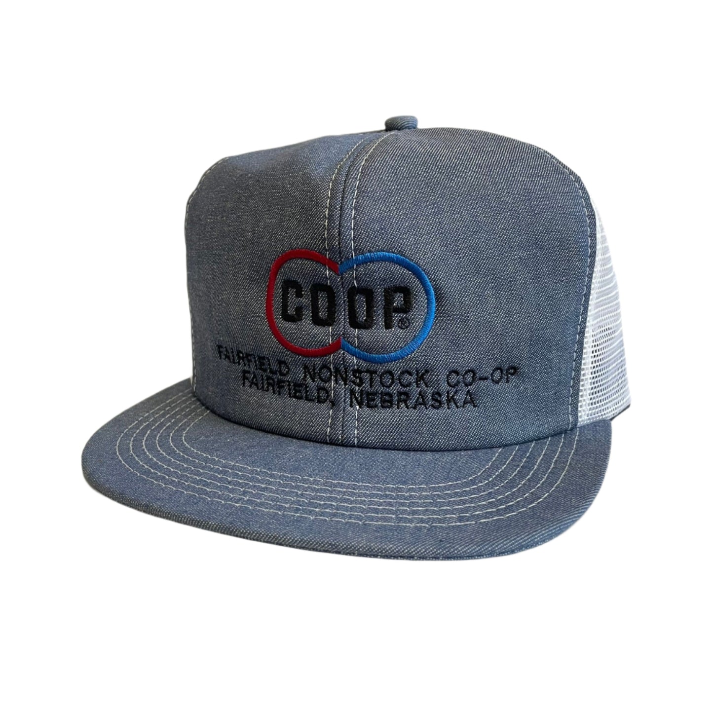 Vintage Coop Fairfield, NE Denim Snapback Hat *FLAW*