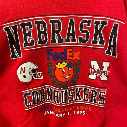 Vintage Nebraska Huskers Fed Ex Orange Bowl 1995 Sweathshirt L