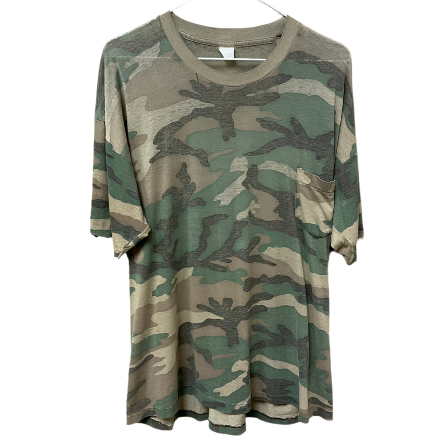 Vintage 80s Woodland Camo Pocket Shirt XL