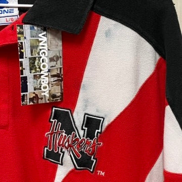 Vintage Nebraska Huskers Sharktooth APEX ONE Polo Shirt L