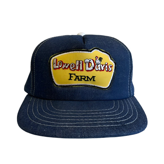 Vintage Lowell Davis Farms Denim Snapback Hat