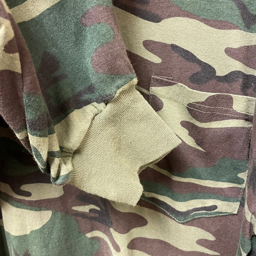 Vintage Ranger Woodland Camo Long Sleeve Pocket Shirt XL