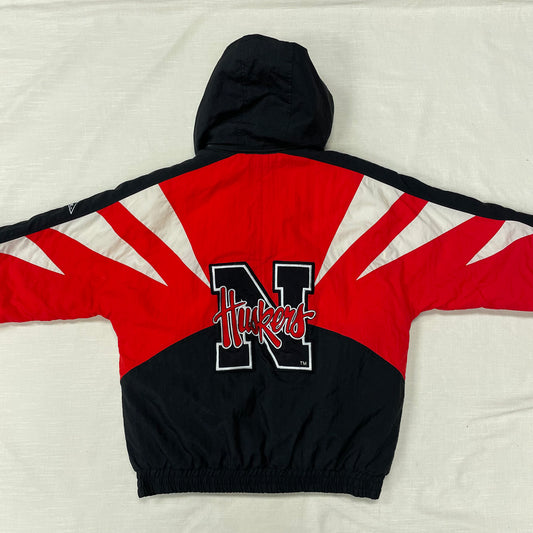 Vintage Nebraska Huskers Sharktooth APEX ONE Puffer Jacket M *FLAW*