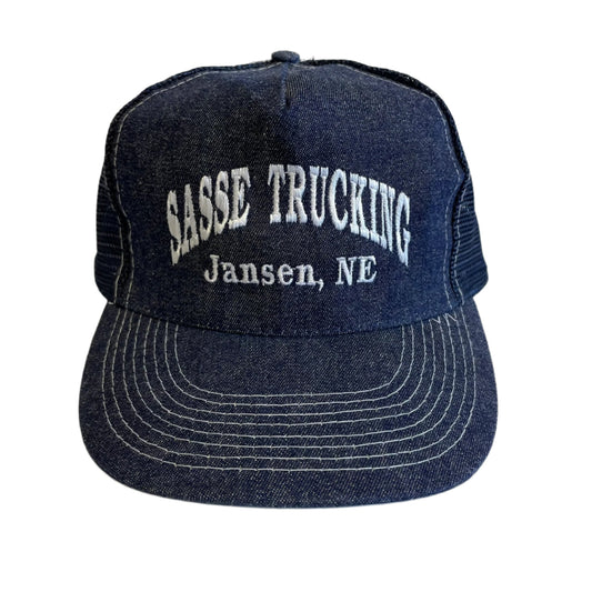 Vintage Sasse Trucking Jansen, Nebraska Denim Snapback Hat