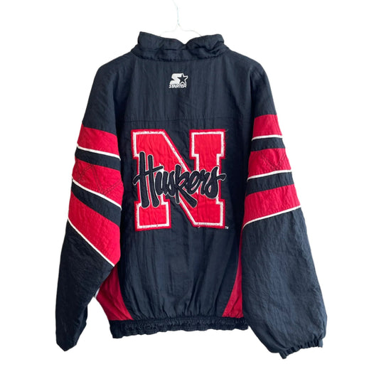 Vintage Nebraska Huskers Puffer Quarter Zip Jacket STARTER L