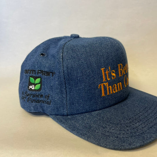 Vintage Farm Plan 'Better Than Cash' Denim Snapback Hat