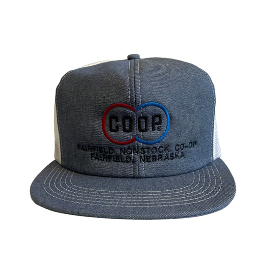 Vintage Coop Fairfield, NE Denim Snapback Hat *FLAW*