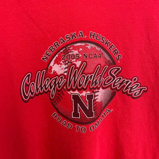 Vintage Nebraska Huskers Baseball 2005 College World Series Shirt XL