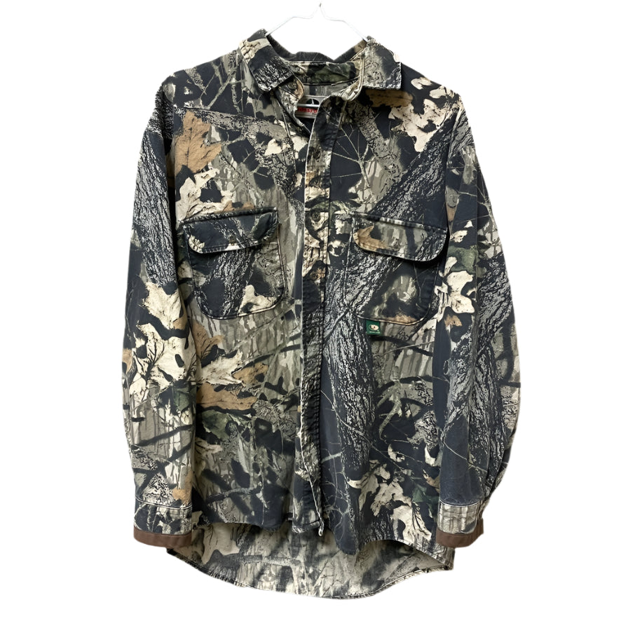 Vintage Mossy Oak Brand Camo Button Down Long Sleeve Shirt L