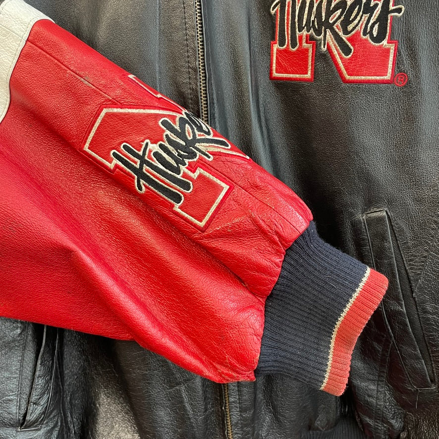 Vintage Nebraska Huskers Leather Jacket L