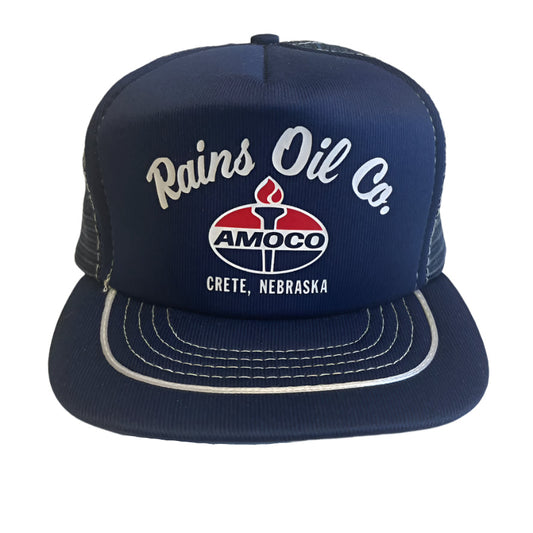 Vintage Amoco Rains Oil Crete, Nebraska Snapback Hat
