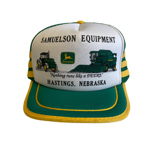 Vintage John Deere Samuelson Equipment 3 Stripe Snapback Hat