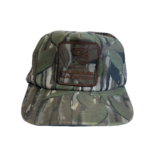 Vintage Drummond American Camo Snapback Trucker Hat *FLAW*