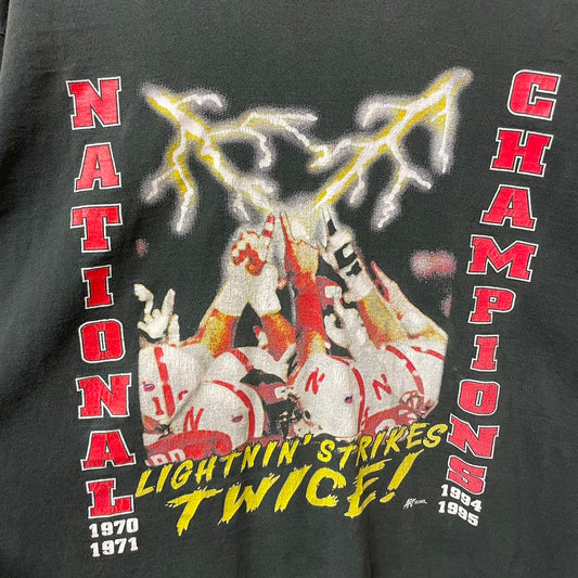 Vintage Nebraska Huskers National Champions Lightning Shirt XL