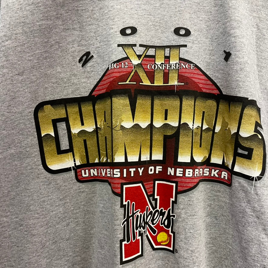 Vintage Nebraska Huskers 2001 Softball Big 12 Champions Shirt L