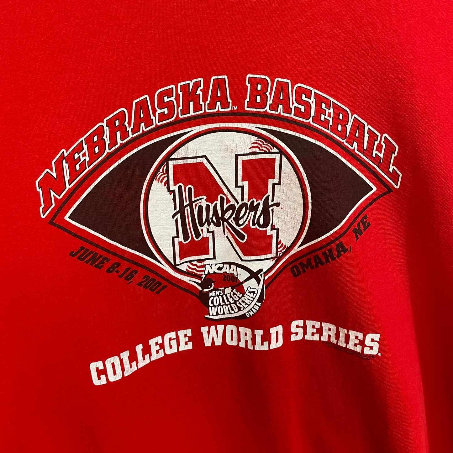 Vintage Nebraska Huskers Baseball 2001 College World Series Shirt XL