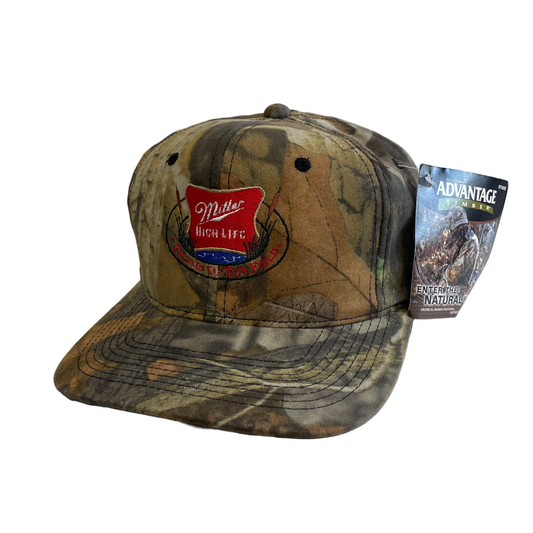 Vintage Miller High Life Beer Advantage Camo Snapback Hat NWT