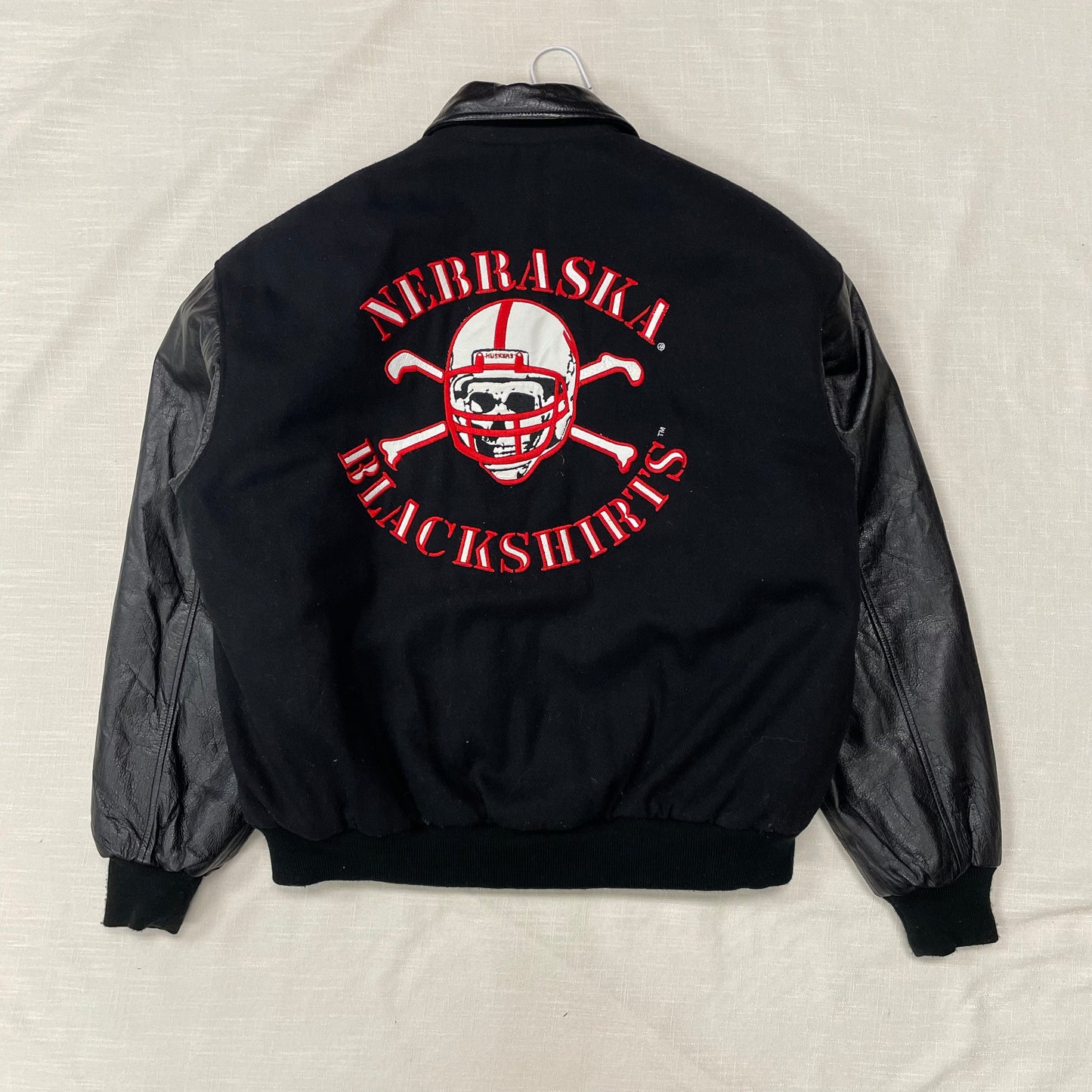 Vintage Nebraska Huskers Blackshirts Leather Jacket L