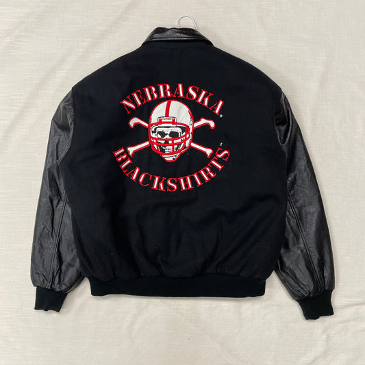 Vintage Nebraska Huskers Blackshirts Leather Jacket L