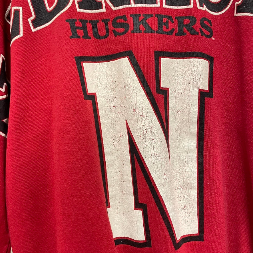 Vintage Nebraska Huskers Spellout Crewneck XL
